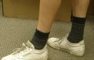 white sneakers black socks