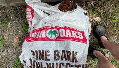 an open bag of Twin Oaks Pine Bark Nuggets