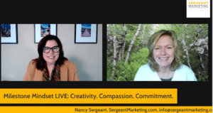 A screenshot of Nancy Sergeant and Mary Stone on Milestone Mindset Live show.
