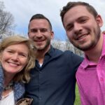 A selfie of Mary Stone with two young men Matthew and Michael Schiumo. 