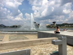 Point State Park fountain in Pittsburgh where the Allegheny and Monongahela Rivers meet to form the Ohio River.